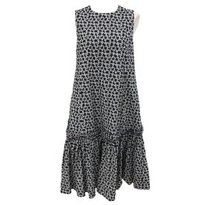 Jonathan Cohen Shift Dress Womens Small Black Floral Embroidered Midi Lagenlook